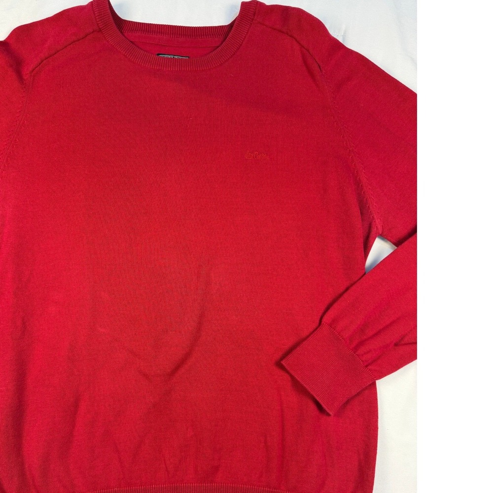 Lee‎ Cooper Red Crew Neck Sweater Men's X Large Embroidered Logo Casual Knit